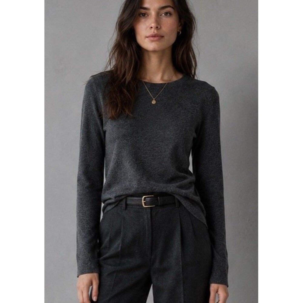 Vintage DKNY Donna Karan New York 100% Wool Sweater Women Small Gray Minimalist
